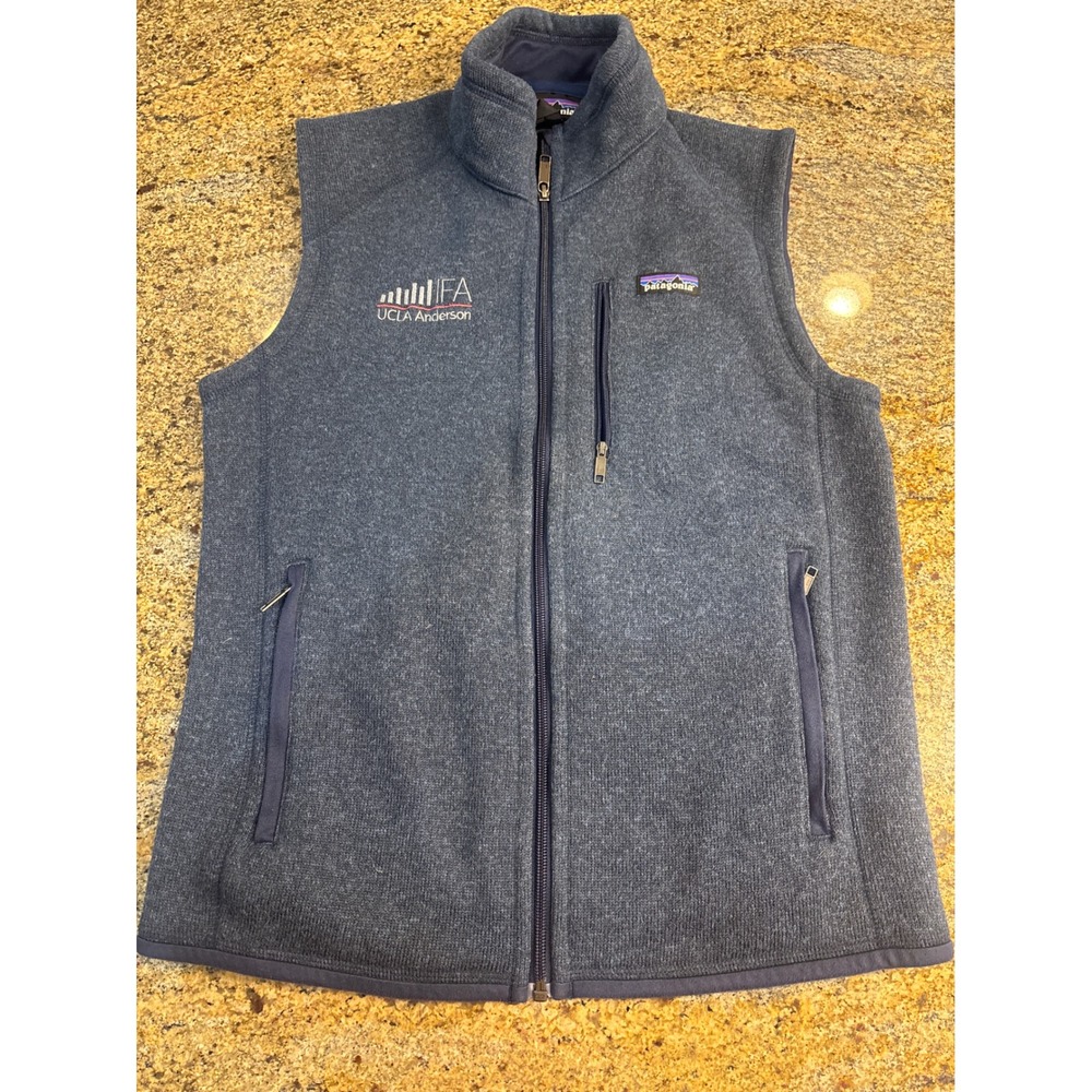 Patagonia Men's Vest Full Zip Blue Heather Company Logo Size M Preppy